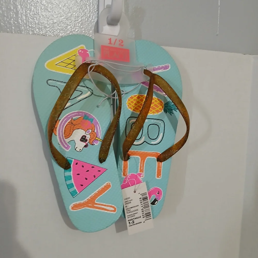 THE CHILDREN'S PLACE‎ GIRLS VIBES FLIP FLOPS SIZE 1/2